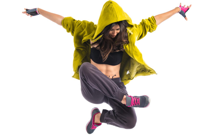 Dancer performing a freeze move for a YouTube video